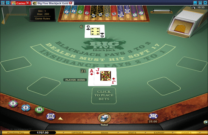 Big Five Blackjack Card Game